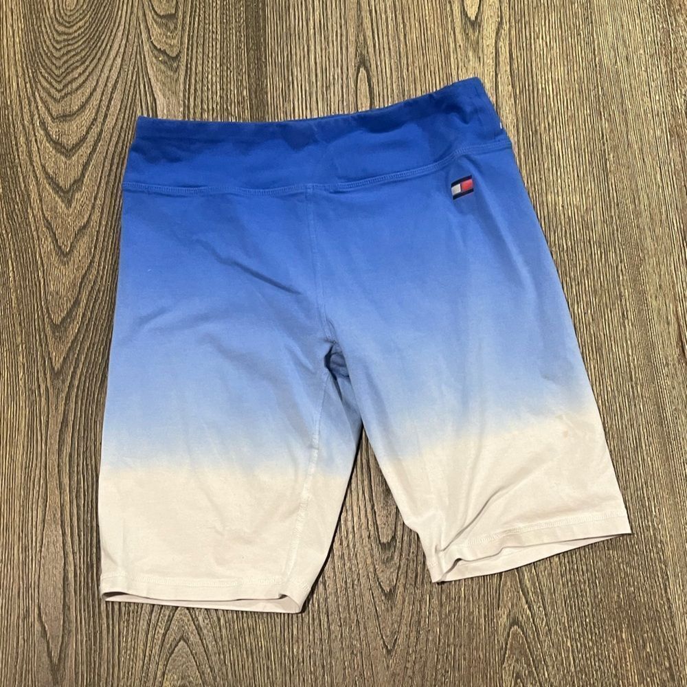 Tommy Hilfiger Sport Womens Dip Dye High Rise Bike Shorts Ombre Blue Size Medium